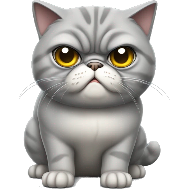 old big grey angry Exotic shorthair cat  emoji