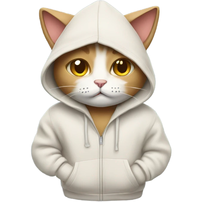 blushing cat with a hoodie emoji