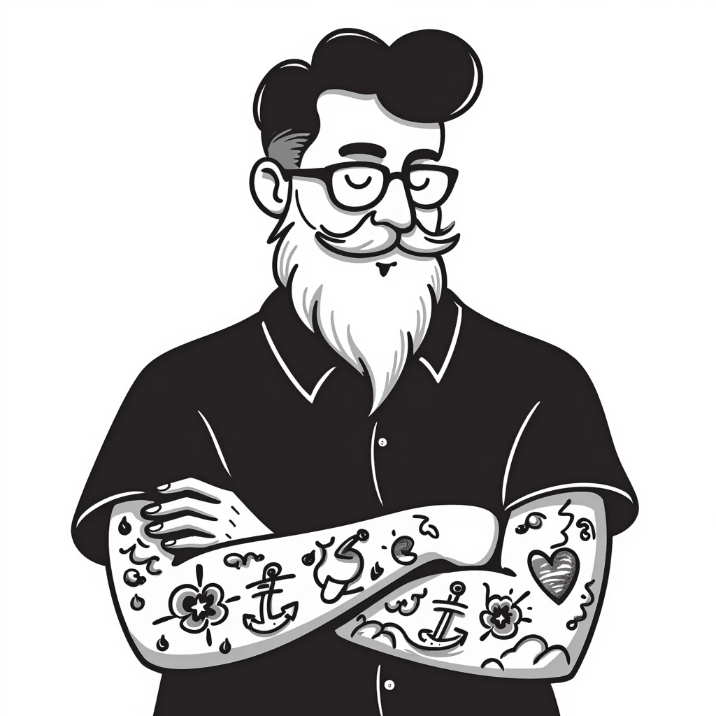 cool old man with tattooes emoji