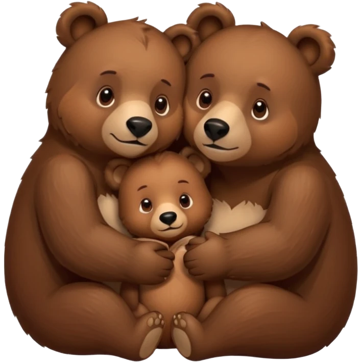 Mama, papa, and baby bear hug emoji