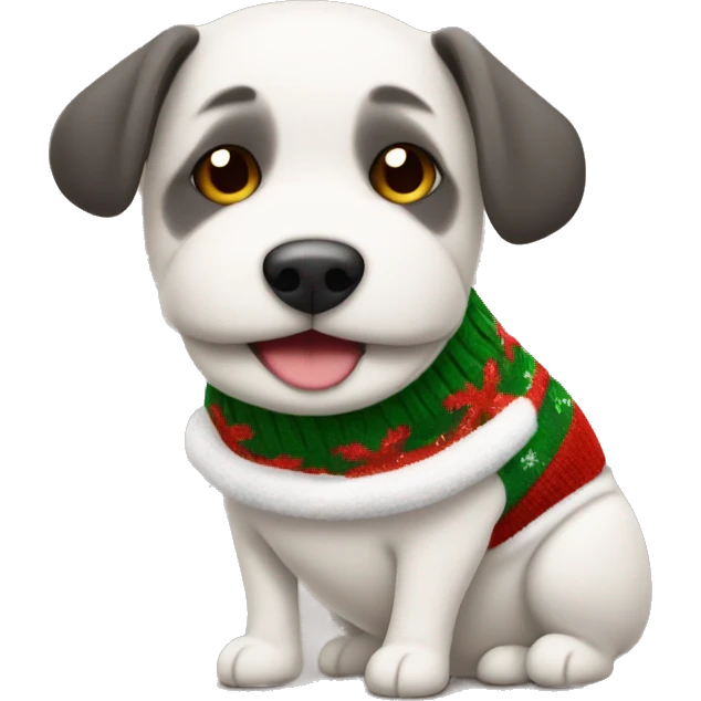 Dog ￼wearing a cozy Christmas’s sweater  emoji