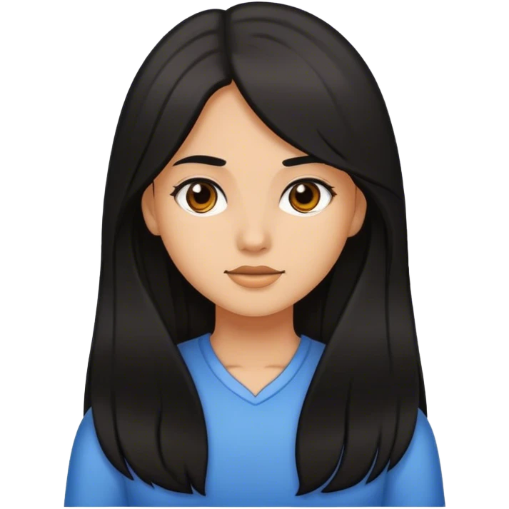 a girl with long brownish black hair, medium skin emoji