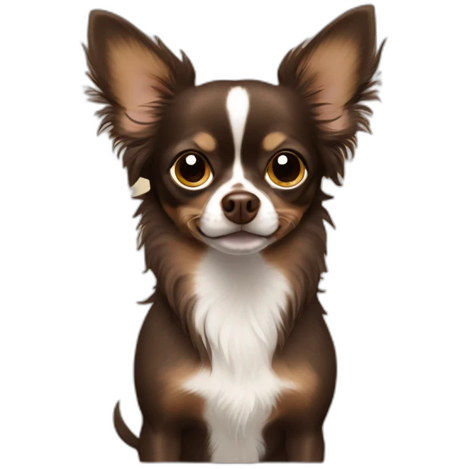 Long-hair dark brown Chihuahua brown eyes emoji