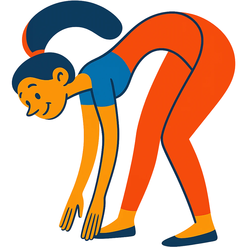 Make the bending woman pose much more exaggerated, keep the vibrant toon style, with no background. emoji
