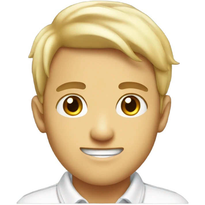 make a face with thick eye brw and a 19years old with white polo the colar is b emoji