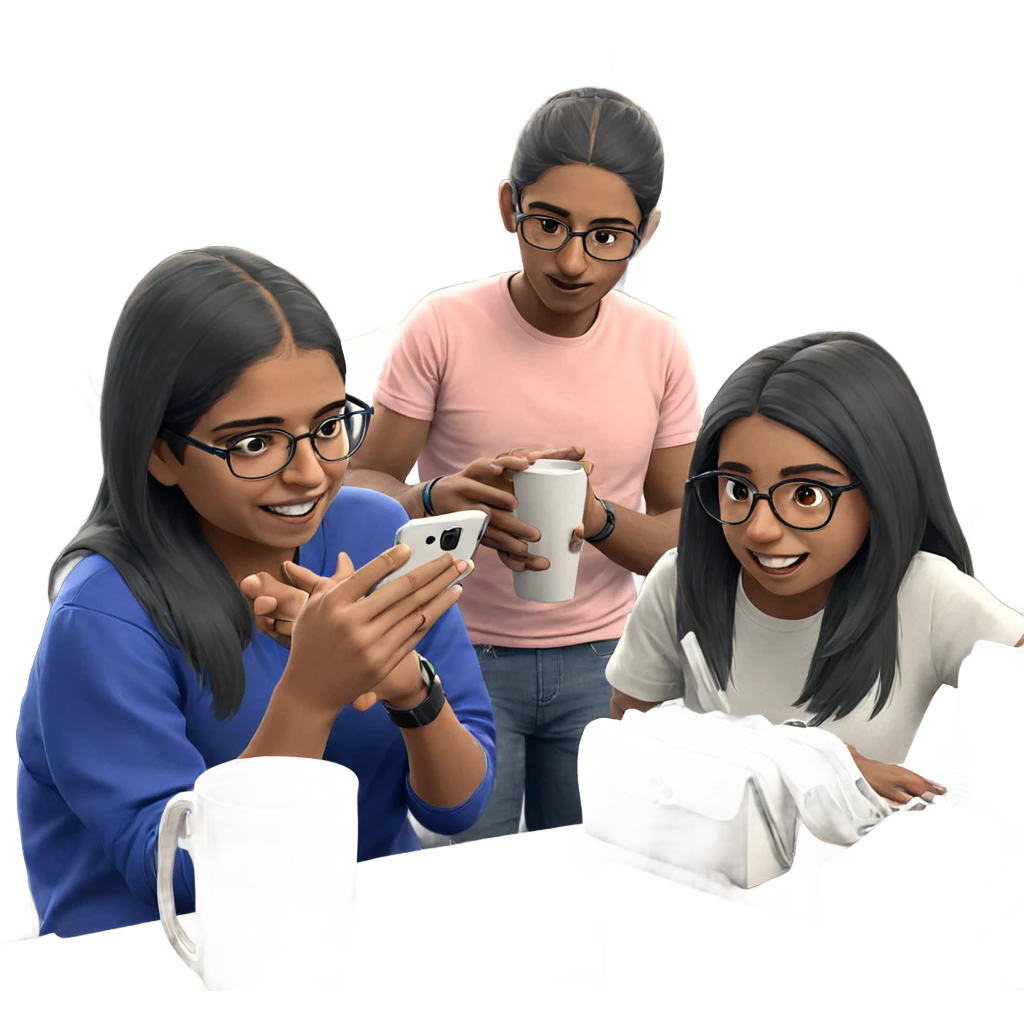 friends enjoying time indoors emoji