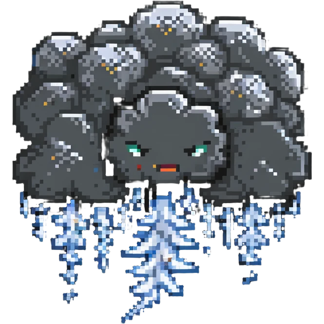 angry storm cloud with rain and thunder emoji