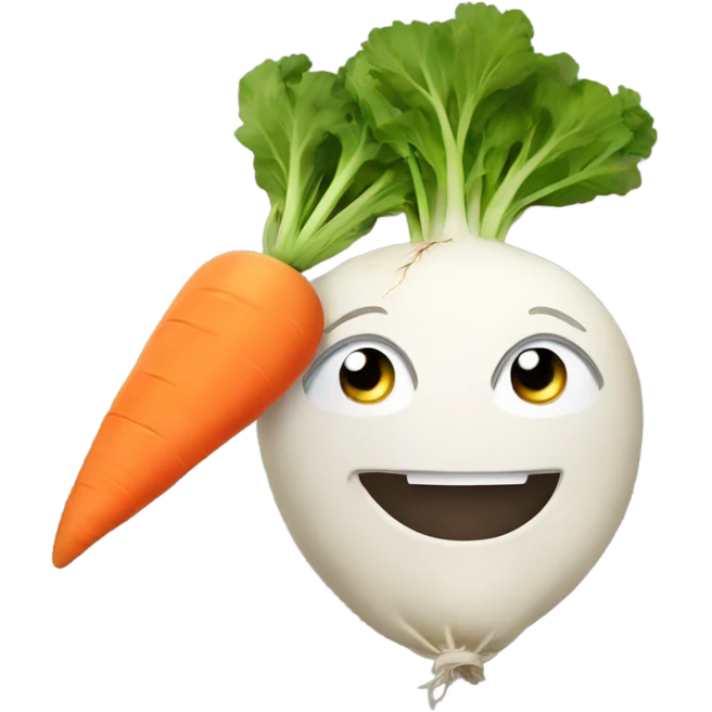 A turnip eating a carrot  emoji