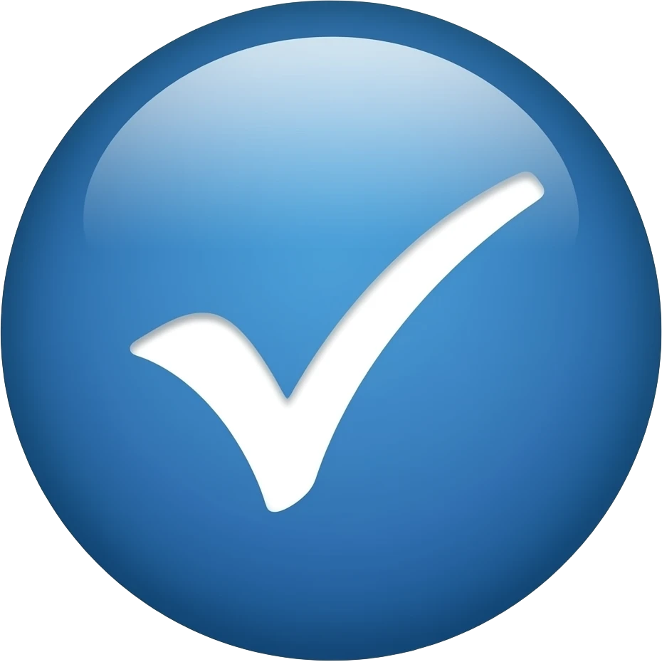 белая  галочка в синем кружочке emoji