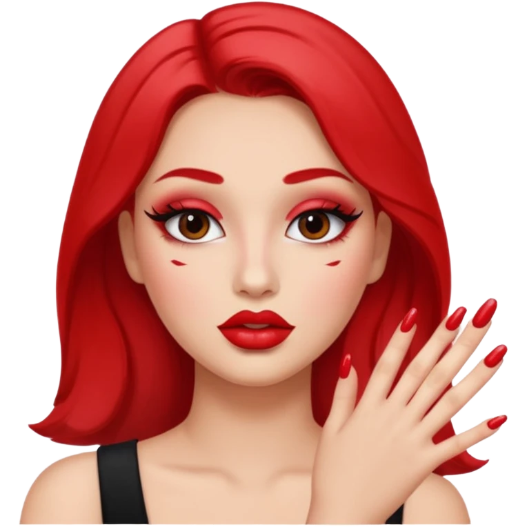 emoji of a makeup ish people with plump lips and mascara and nails emoji