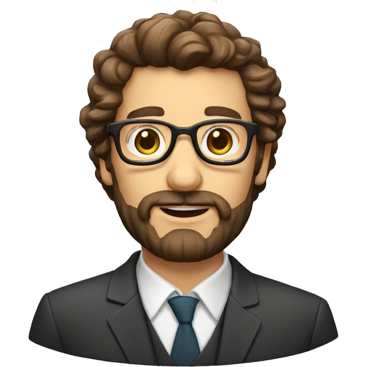 Profesor con pelo moreno, barba y gafas emoji