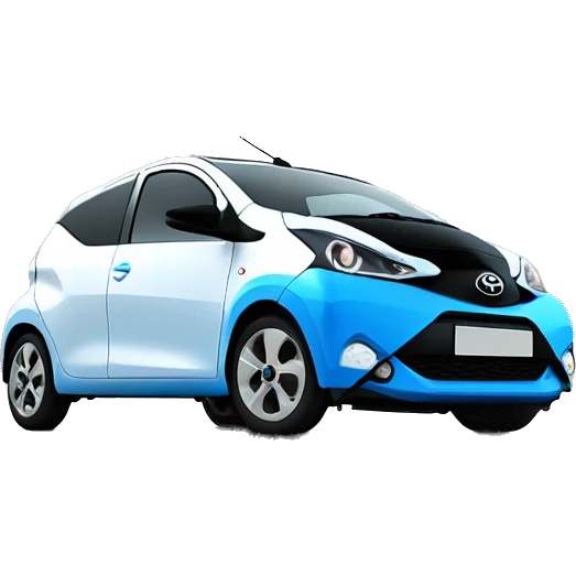 blue toyota aygo from 2016 with a black roof emoji