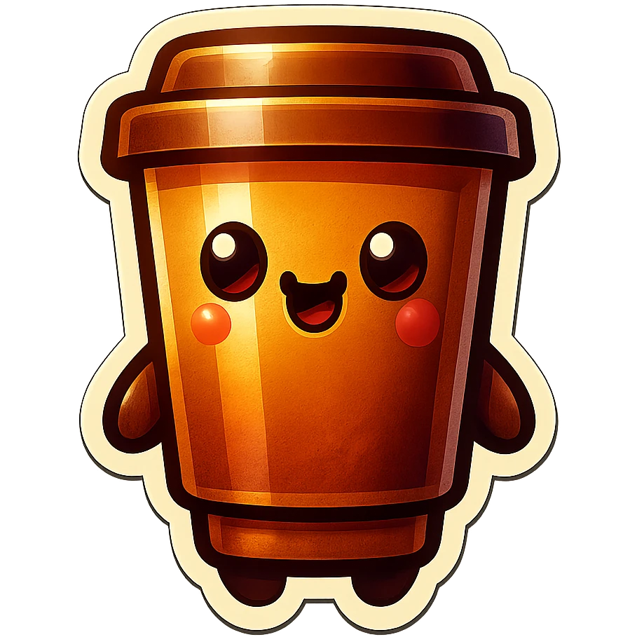 Tall coffee cup, large chaos heart, chaotic, wild, whimsical emoji