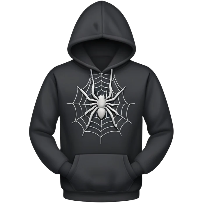 black hoodie with a grey spider web with no spider on it emoji