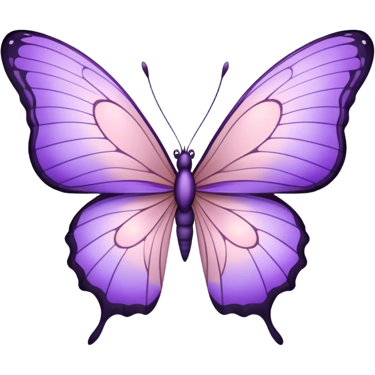 a stunningly detailed butterfly with lilac and purple wings. The wings should display a harmonious blend of swirling and geometric designs, giving them a mystical and artistic feel. The butterfly should have a graceful, elongated body with a subtle metallic sheen, enhancing its enchanting presence. lavender blush  emoji