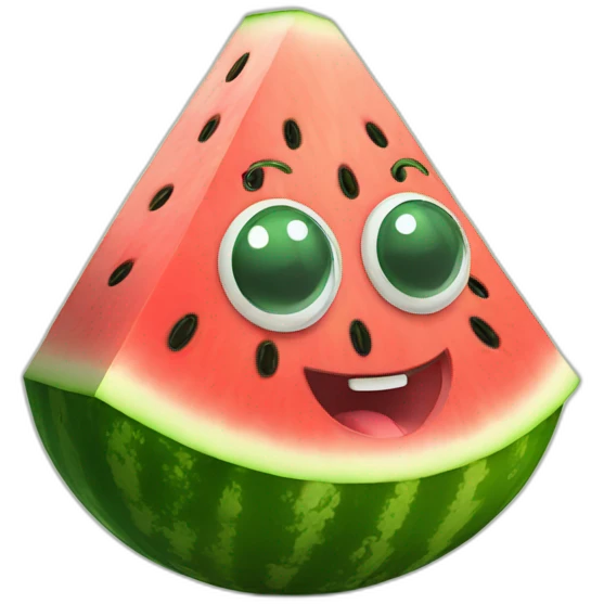 happy watermelon with eyes and mouth emoji
