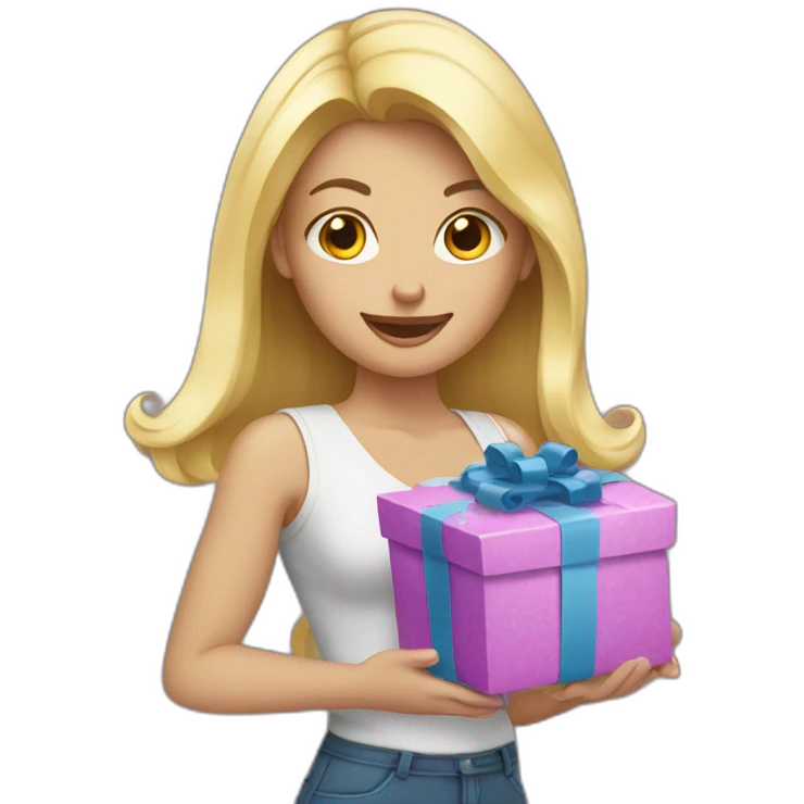 white blond woman opening gift emoji