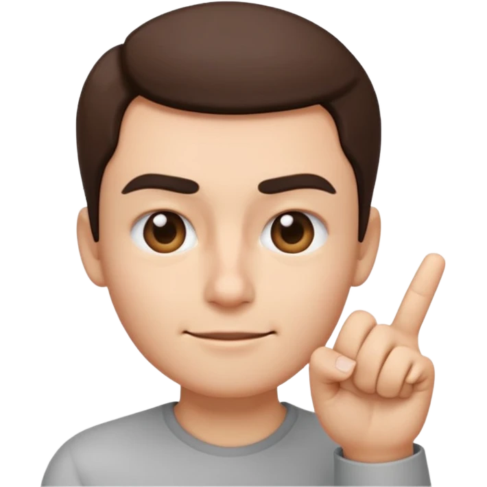 iOS-style 3D emoji: a person with one eyebrow raised, slightly tilted head, and index finger wagging side to side in front of them emoji