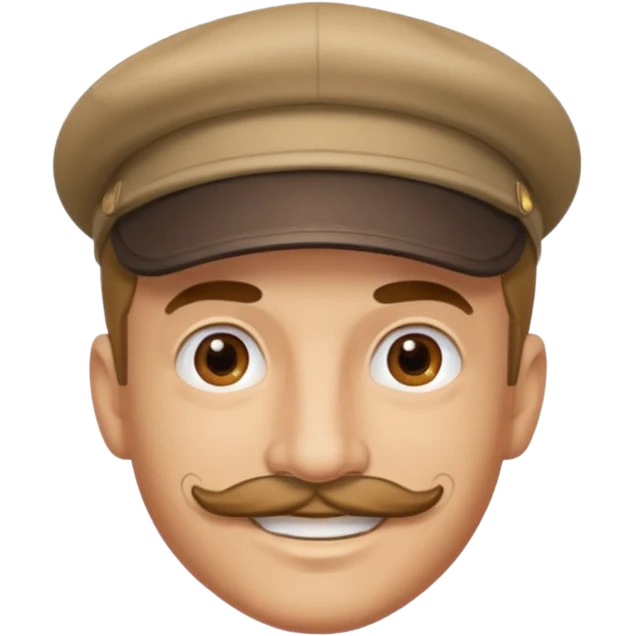 A man who look like hitler with tiny mustache wearing cap emoji