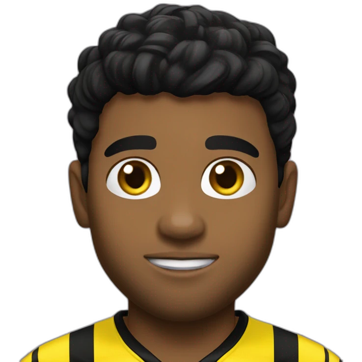 Borussia Dortmund player with brown skin a black Small goattee and short black hair emoji