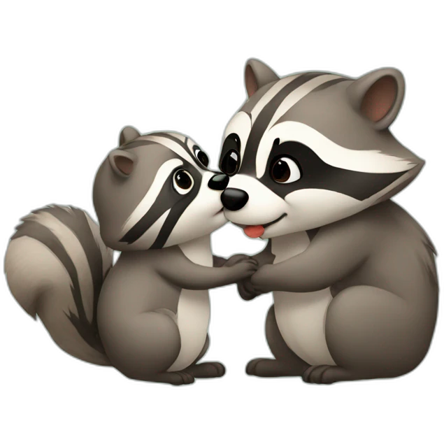 Raccoon kissing a squirrel emoji