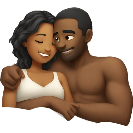 guy cuddling with girl in bed emoji