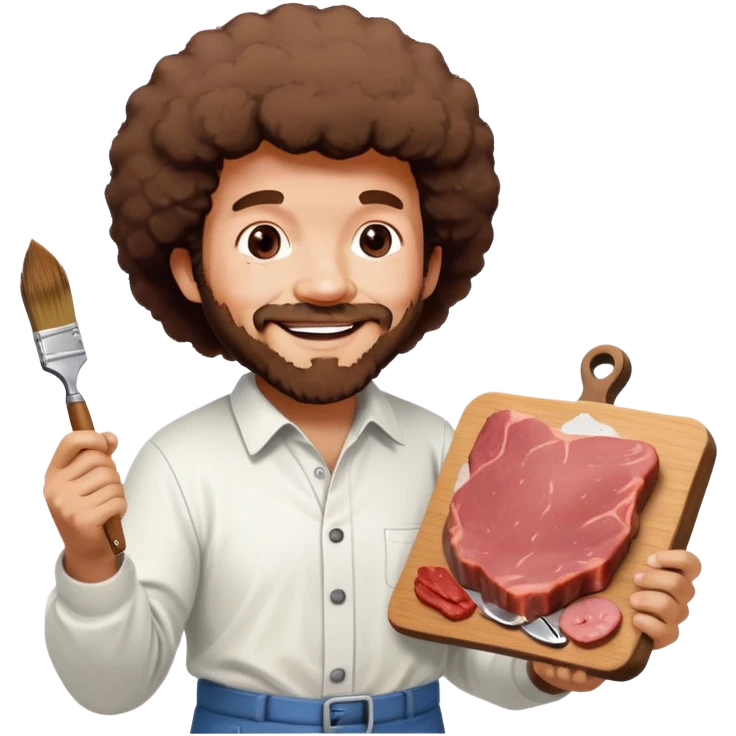 bob ross painting a SPAM meat portrait landscape  emoji