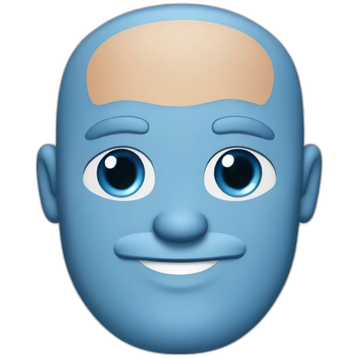 blue-eyed plump smiling bald man with a long beard in a blue suit emoji