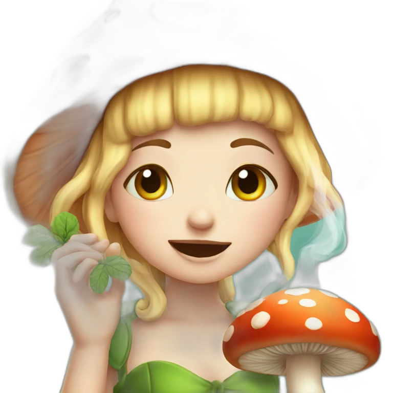 cute mushroom fairy smoking herbs emoji