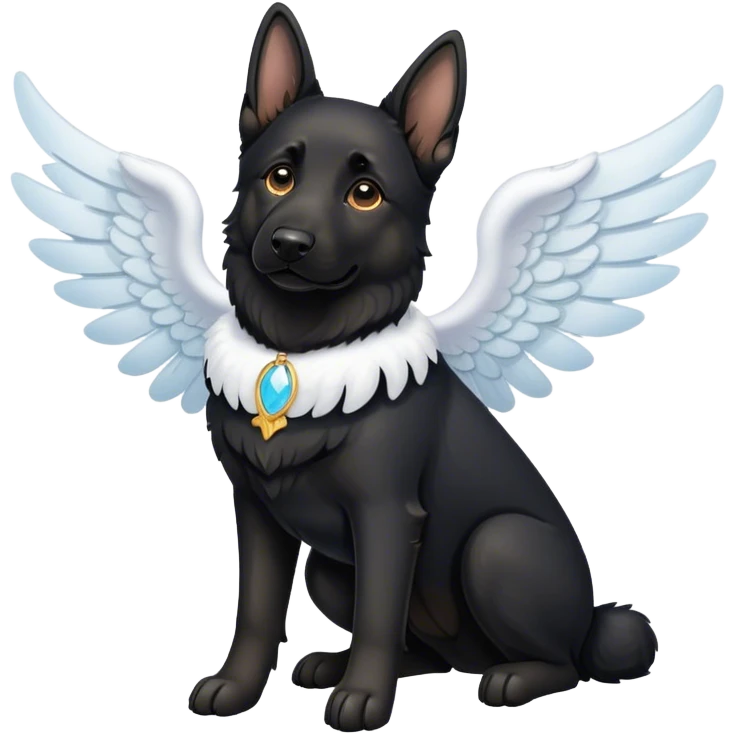 black german shepherd with angel wings emoji