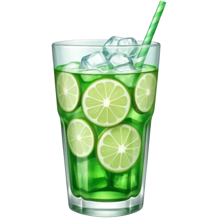 Japanese cream soda green on a glass with ice  emoji