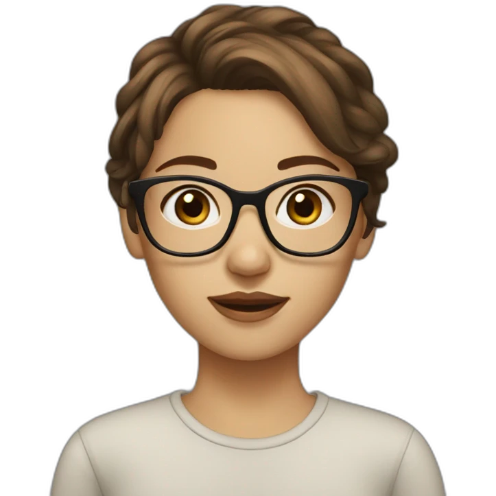 brown hair girl, brown eyes, with glasses, light skin emoji