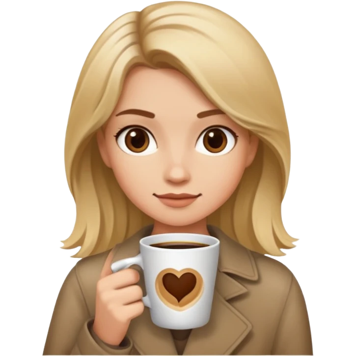 a girl with dirty blonde hair and a coffee in hand emoji