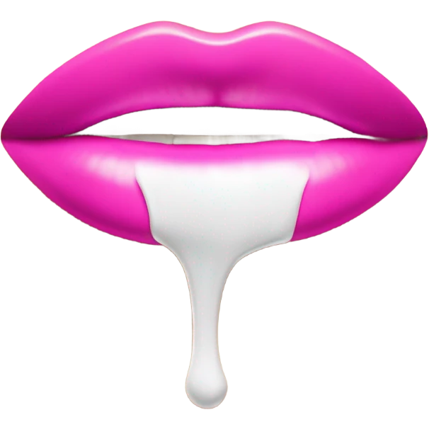 White paint dripping from hot pink ombre glossy lips emoji