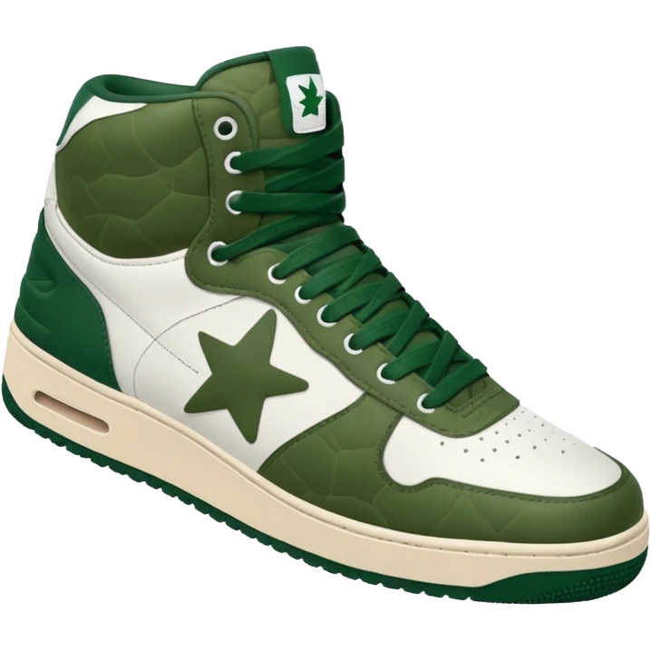 Сделай кроссовки BAPE STA белые с темно-зелеными  emoji