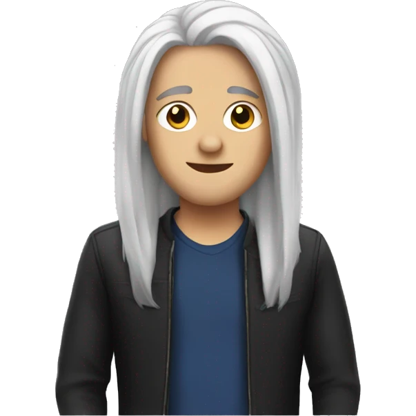 A white person with slick black hair  emoji