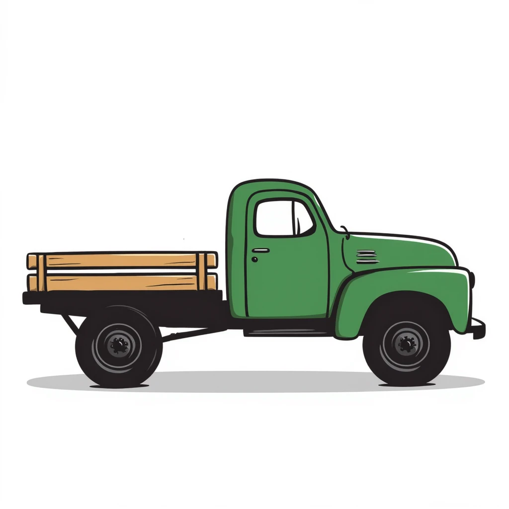 ZIL 130 Soviet truck with green cabin and flatbed, classic vintage Russian truck from 1960s emoji