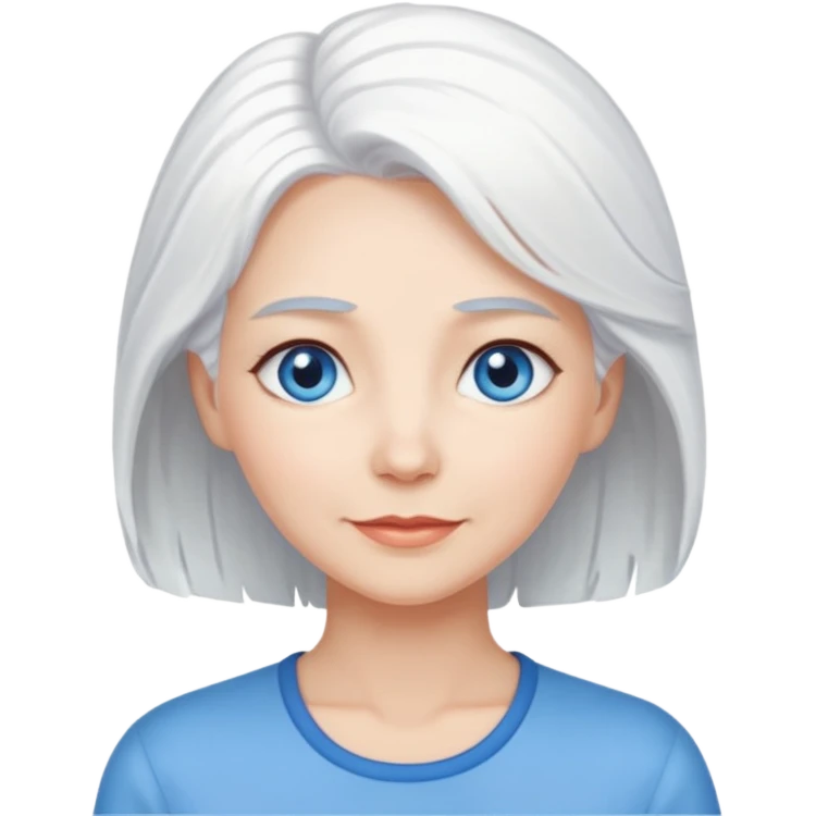 pure white hair, cute mature girl emoji