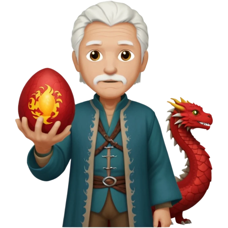 a white haired old man standing in Targaryen themed clothes, full body  emoji