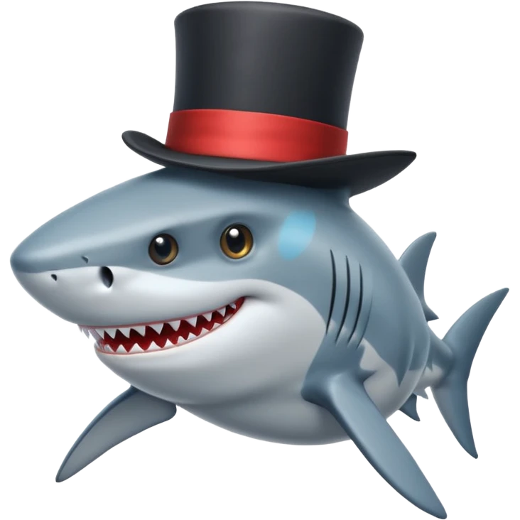 Shark with a top hat emoji