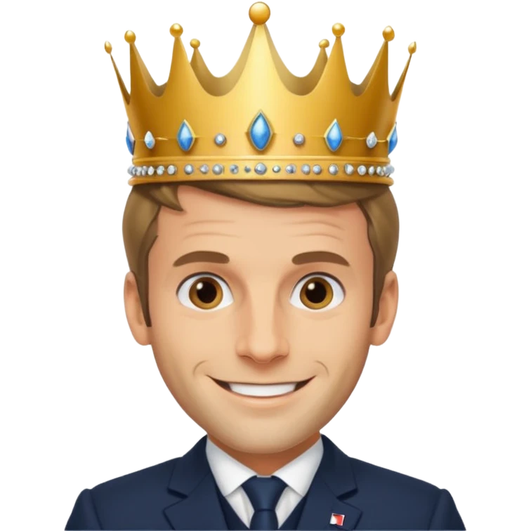 Manuel Macron avec une coronne emoji
