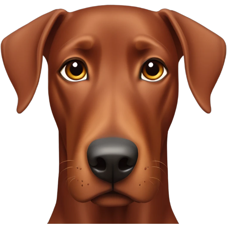Red Doberman without cropped ears face facing front happy eyes emoji
