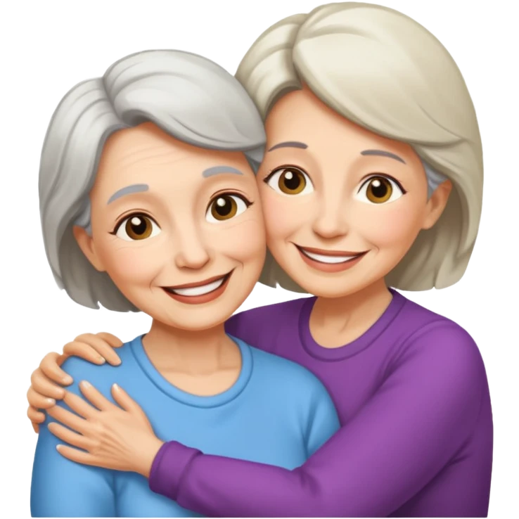 Abrazo de Madre de 70 años y hija emoji