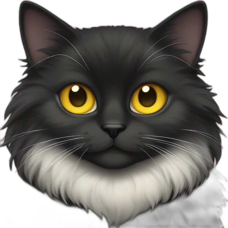 black only cat female fluffier full body yellow eyes emoji