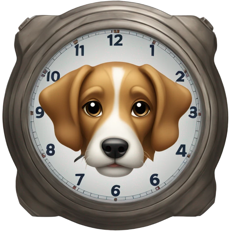 dog bites a big clock emoji