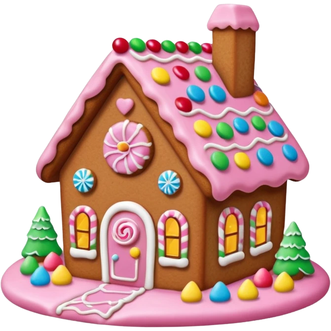 Simple Gingerbread house pink emoji