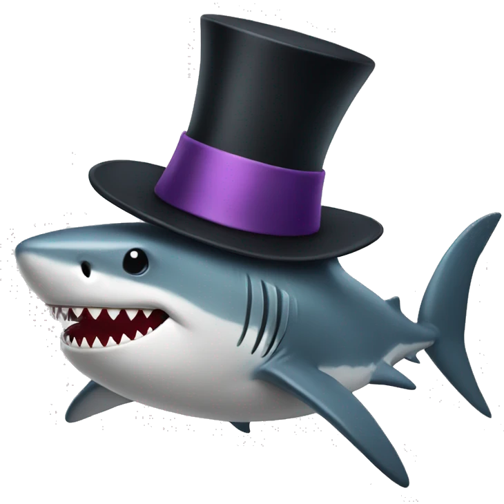 Shark with a top hat emoji