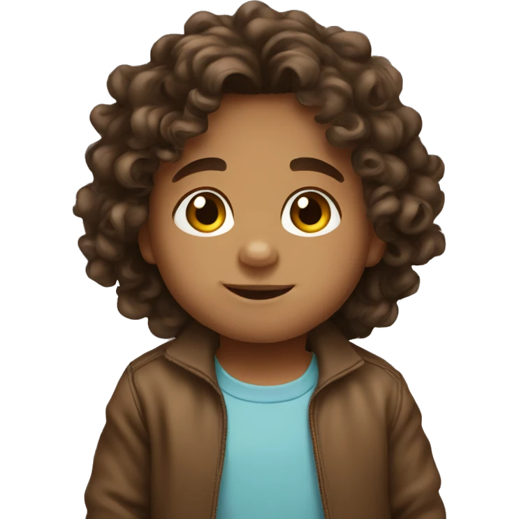 Baby boy with brunette long curly hair  emoji