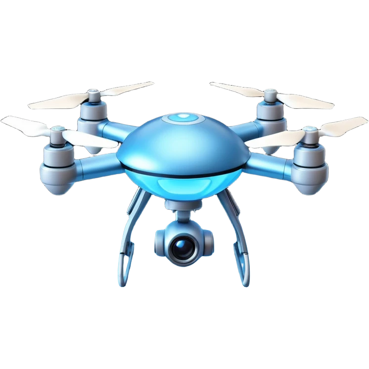 space explorer drone object icon, small futuristic drone with camera lens, glowing blue lights, sci-fi metal body, antenna details, 3D cartoon, mobile game icon style, centered, clean background, soft shadow, no text, no watermark
 
 emoji