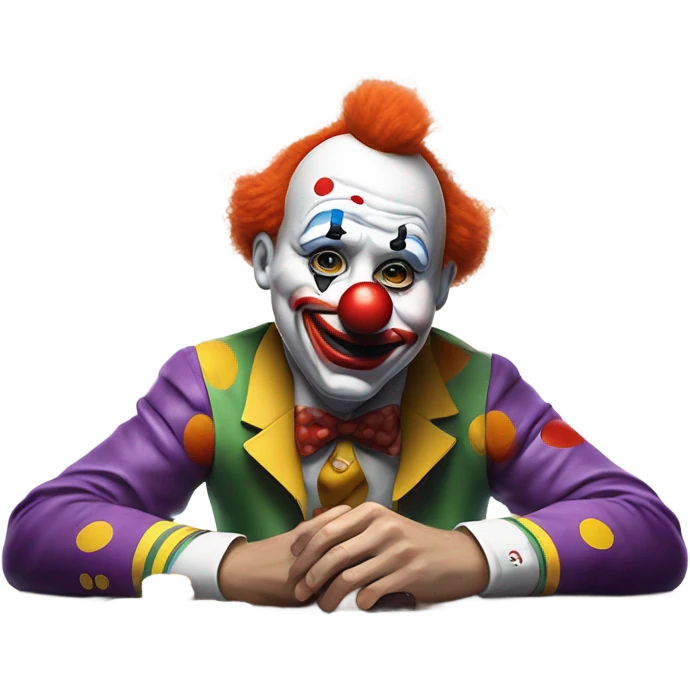 Sad clown loses money at casino cards with date emoji